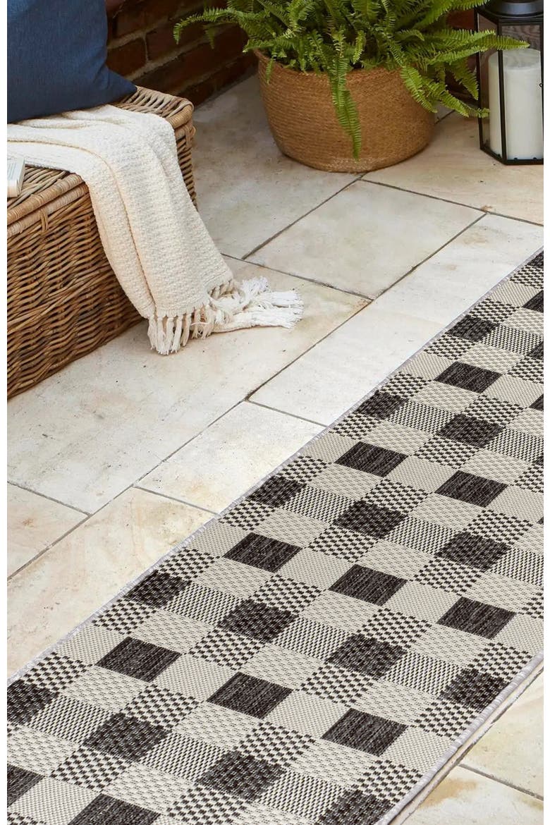 Darcy Traditional Geometric Bold Gingham Indoor/Outdoor Area Rug, Alternate, color, Black/Cream