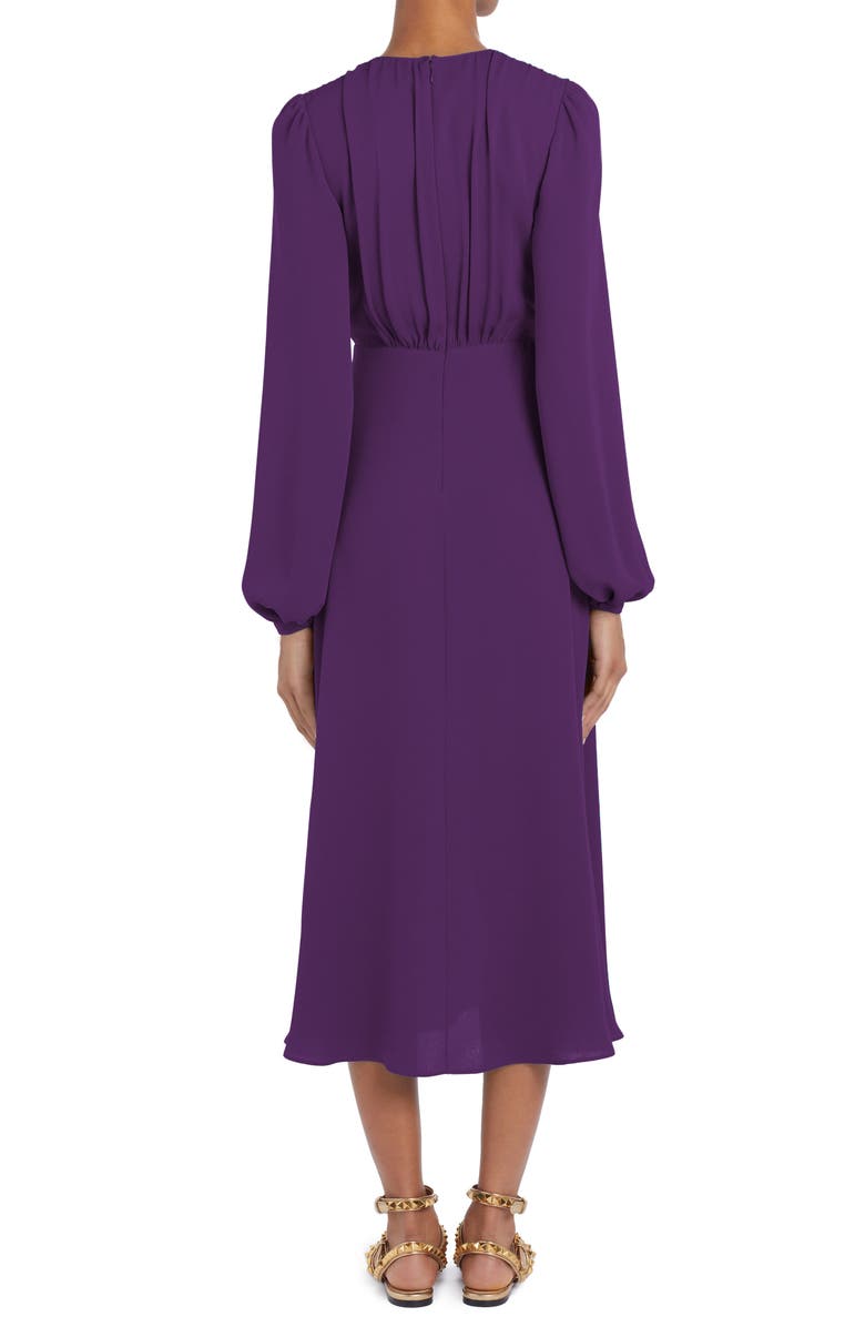 Valentino Long Sleeve Silk Georgette Midi Dress, Alternate, color,