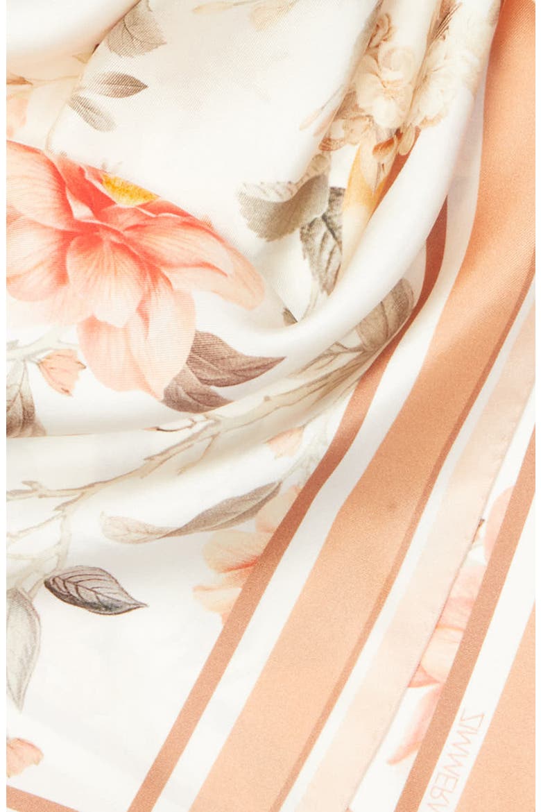 Floral Print Silk Square Scarf, Alternate, color, CREAM SONGBIRD