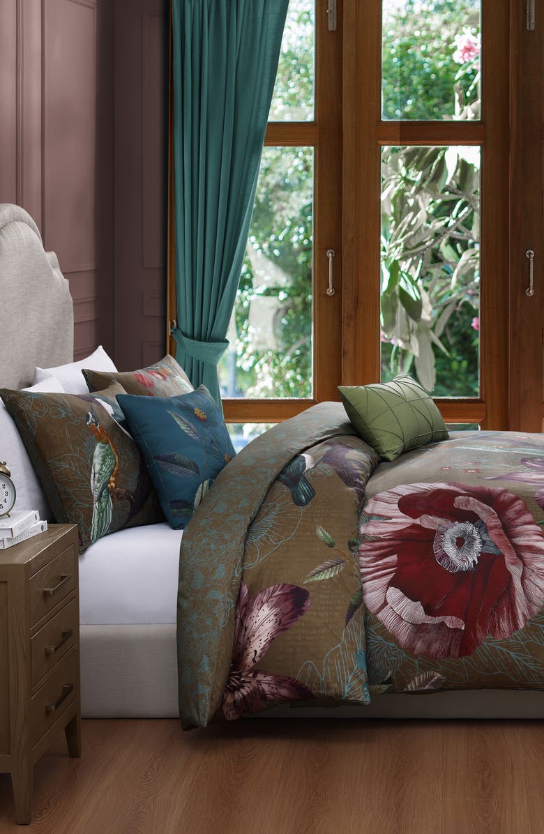 Bebejan Birds on Chocolate Reversible 5-Piece Comforter Set, Alternate, color, Brown