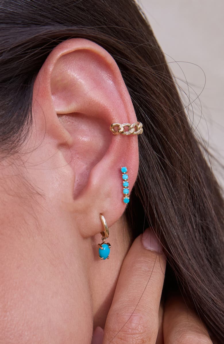 Zoë Chicco 14K Gold Turquoise Tennis Stud Earrings, Alternate, color, 14K Yellow Gold / Turquoise