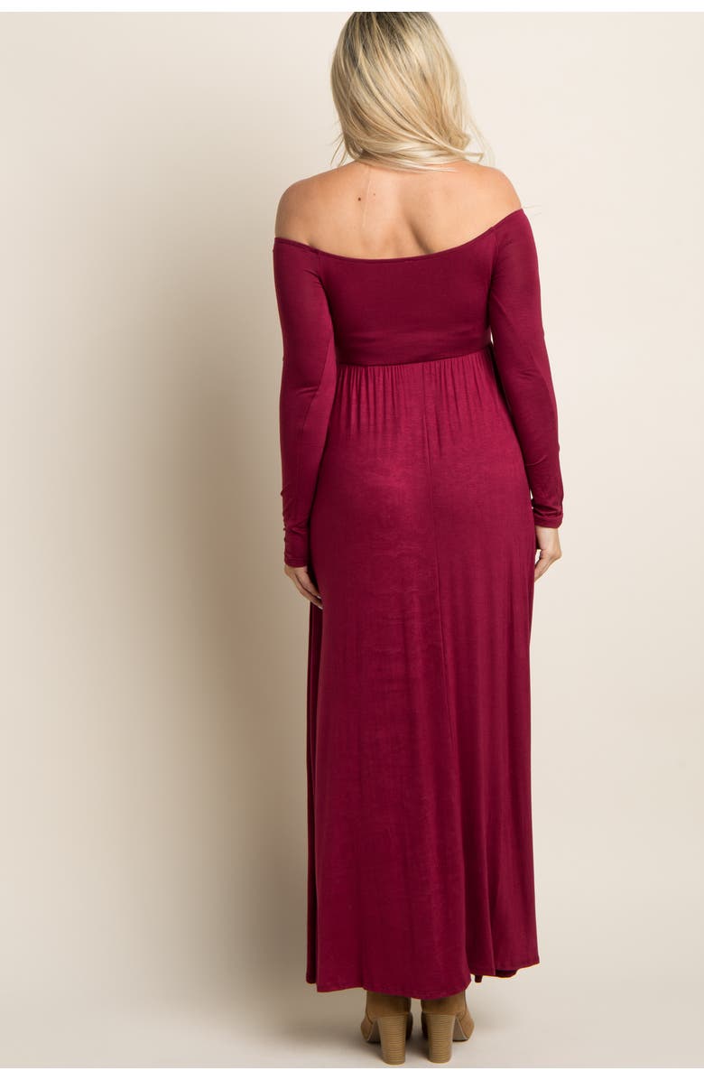 PinkBlush Solid Off Shoulder Maternity Maxi Dress, Alternate, color, Burgundy