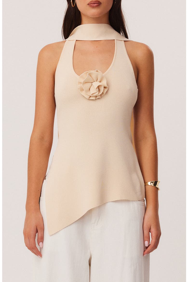 Naia Scarf Halter Sweater Tank, Main, color, SAND