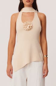SNDYS Naia Scarf Halter Sweater Tank