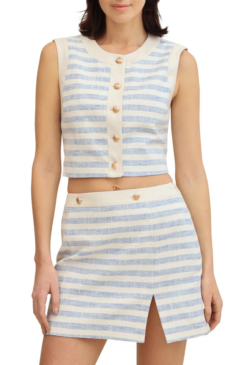 Stripe Crop Vest, Main, color, BLUE WHITE STRIPE