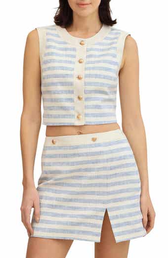 Avec Les Filles Stripe Crop Vest