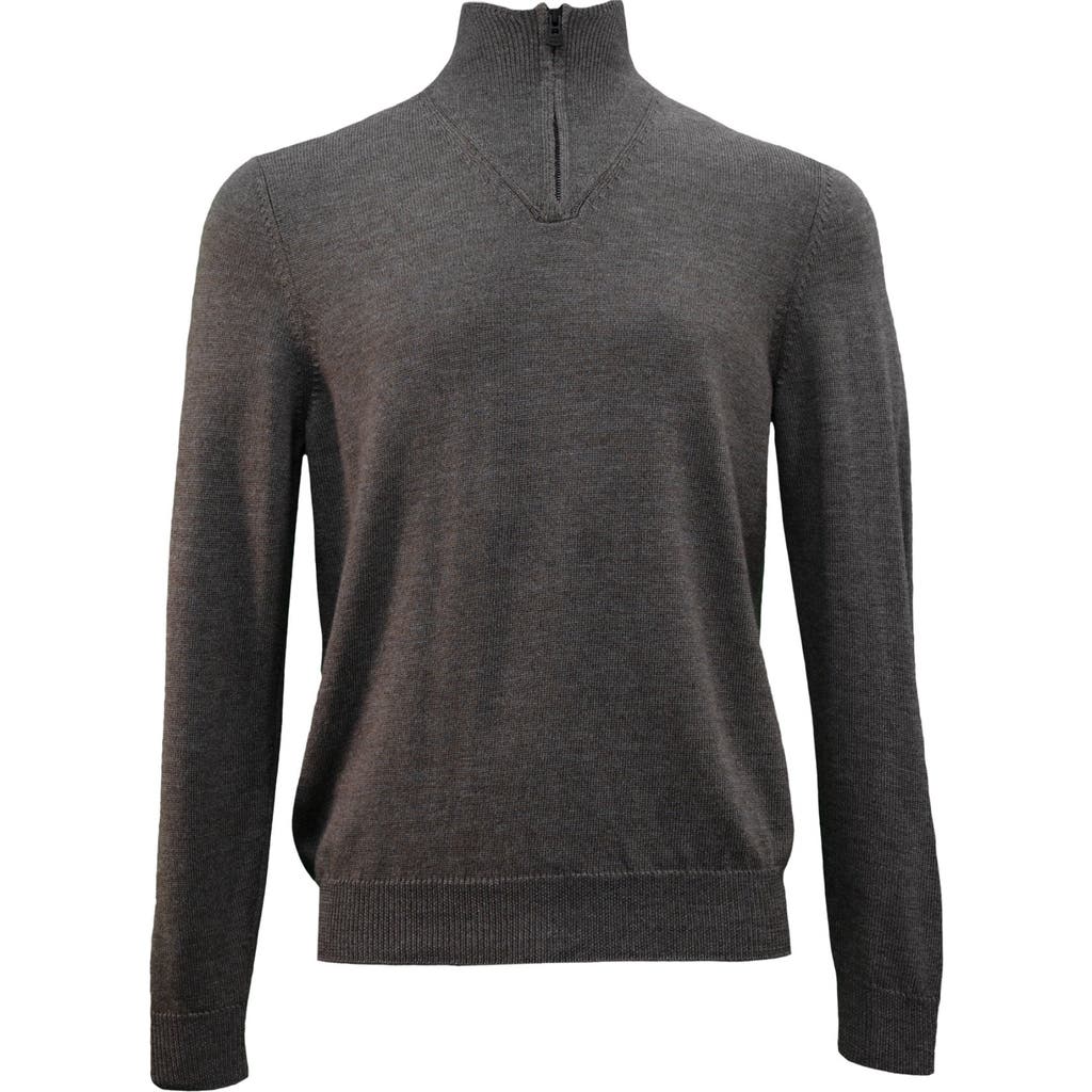 Lords Of Harlech Quest Fully Fashioned Quarter-zip Merino Sweater In Gray