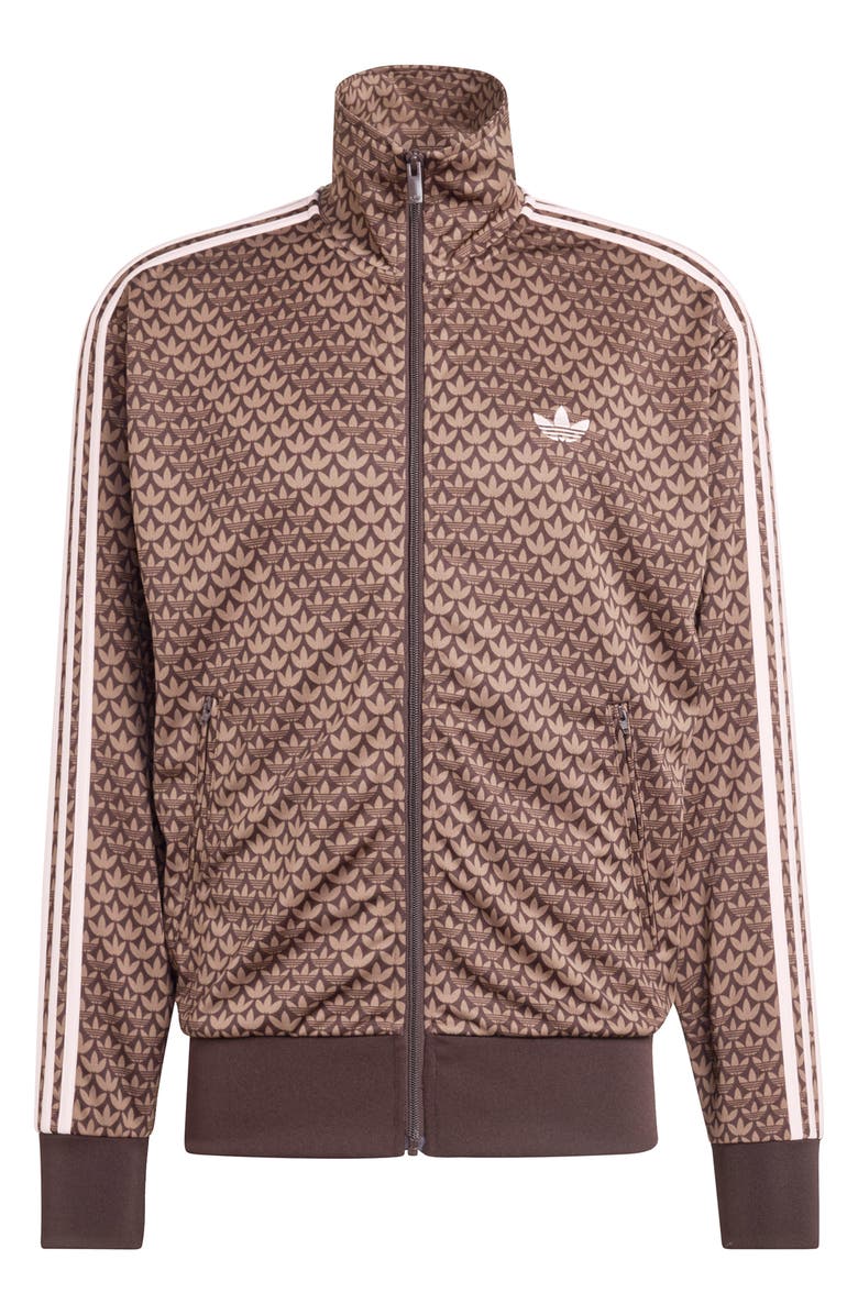 adidas Monogram Firebird Recycled Polyester Track Jacket, Alternate, color, Coffee/ Earth / Sandy Pink