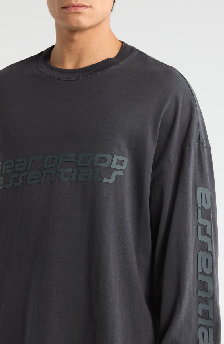 Fear of God Essentials '90s Logo Long Sleeve Cotton Graphic T-Shirt, Alternate, color, Vintage Black