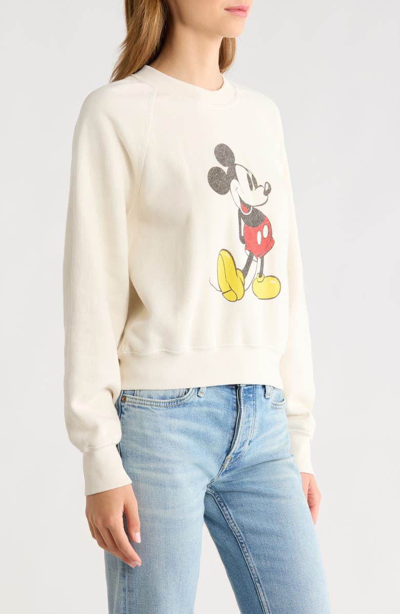 Re/Done x Mickey Mouse Cotton Graphic Sweatshirt, Alternate, color, Vintage White