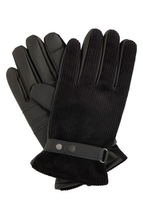 Nelson Waterproof Corduroy & Leather Touchscreen Gloves