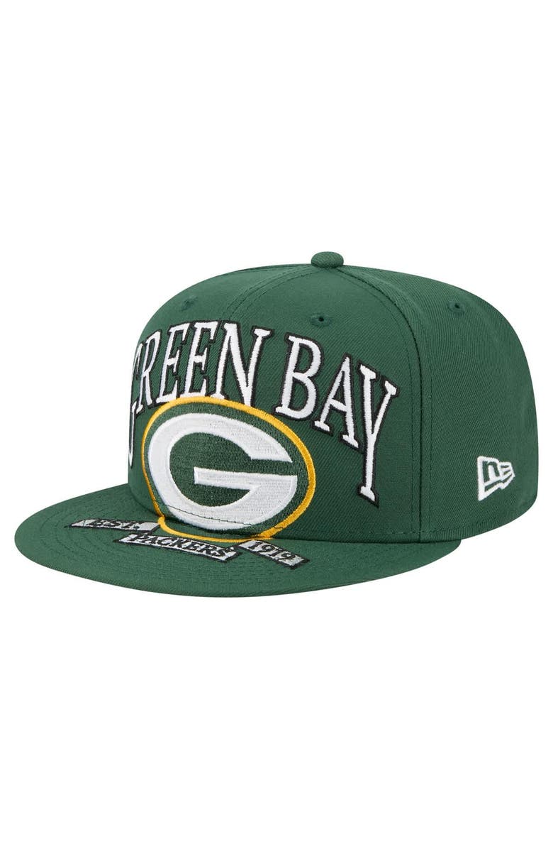 New Era Men's New Era Green Green Bay Packers  Oversized 59FIFTY Fitted Hat, Alternate, color, Green