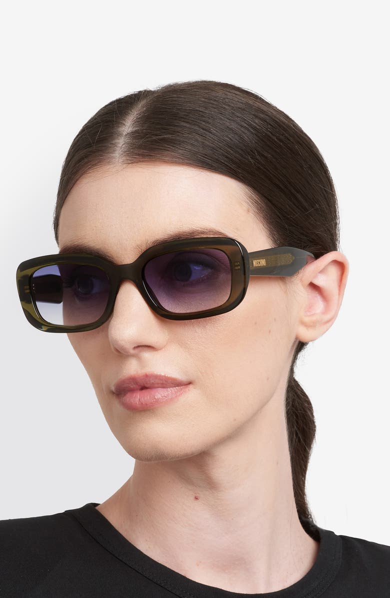 Moschino 54mm Gradient Rectangular Sunglasses, Alternate, color, Olive/ Dark Blue