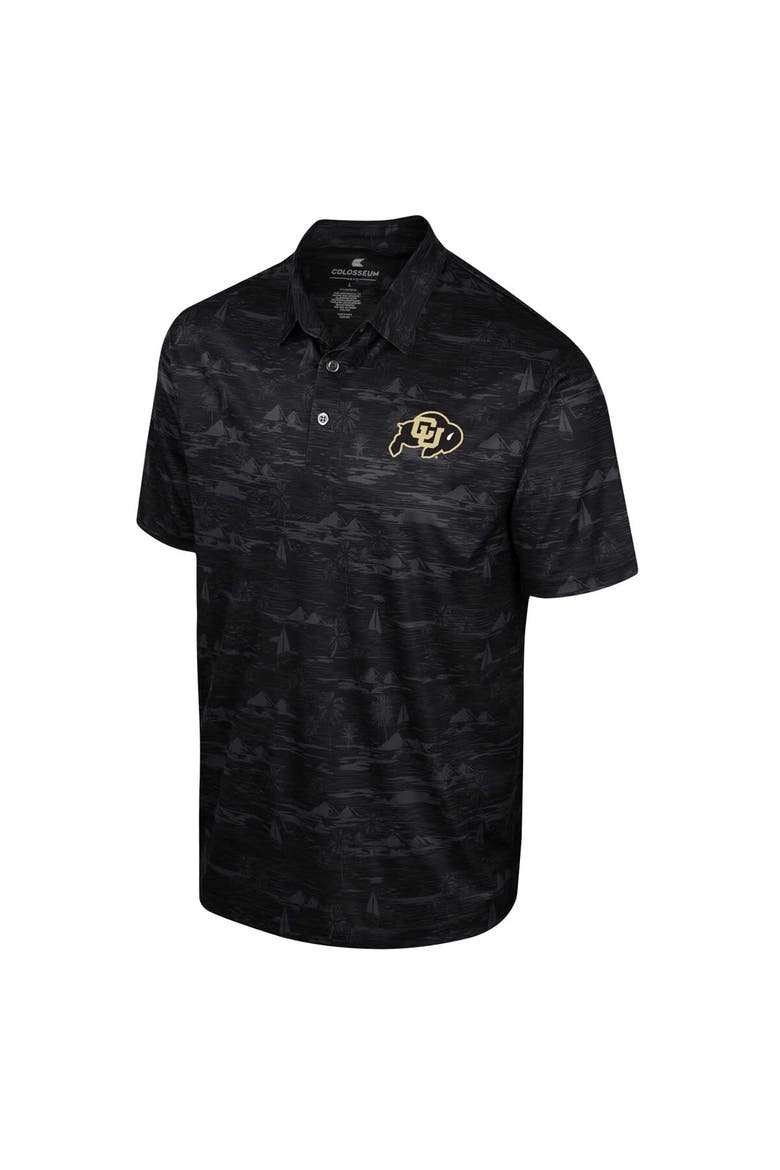 Men's Colosseum Black Colorado Buffaloes Daly Print Polo, Alternate, color, Black