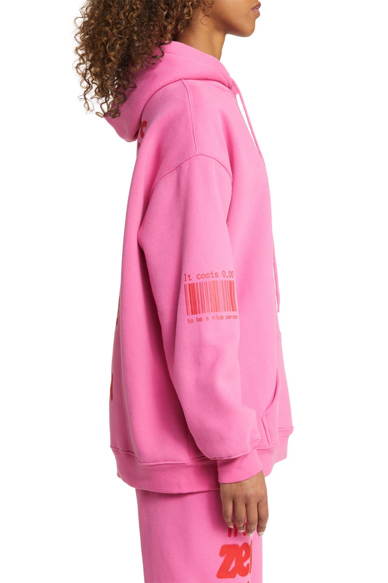 It Costs Zero Graphic Hoodie, Alternate, color, PINK