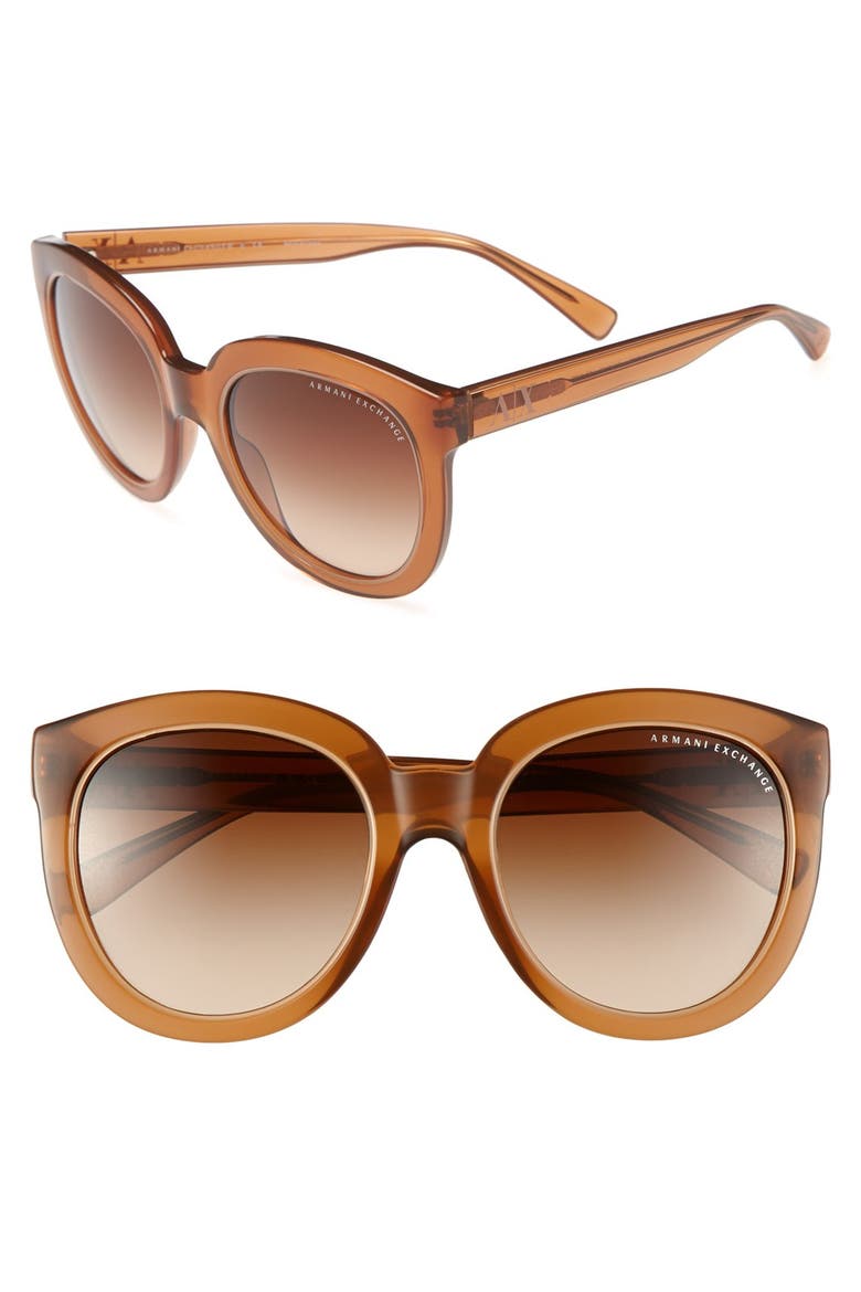 'Transparent Glam' 53mm Sunglasses, Main, color, BRN GRD