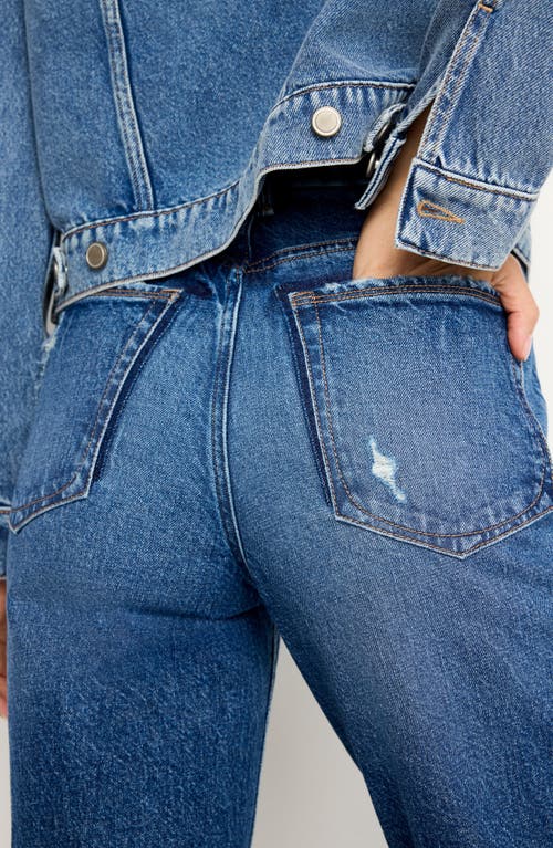 GOOD AMERICAN GOOD AMERICAN GOOD ICON TWISTED SLIT HEM HIGH WAIST STRAIGHT LEG JEANS