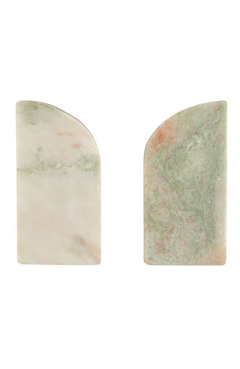 Storied Home Half Arch Marble Bookends, Green, Alternate, color,