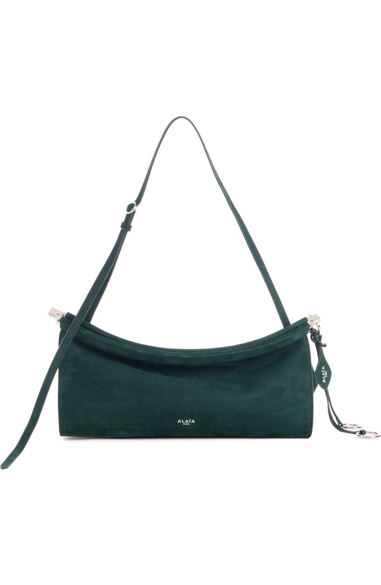 Alaïa Medium Le Click East/West Nubuck Shoulder Bag, Main, color, Vert Foret