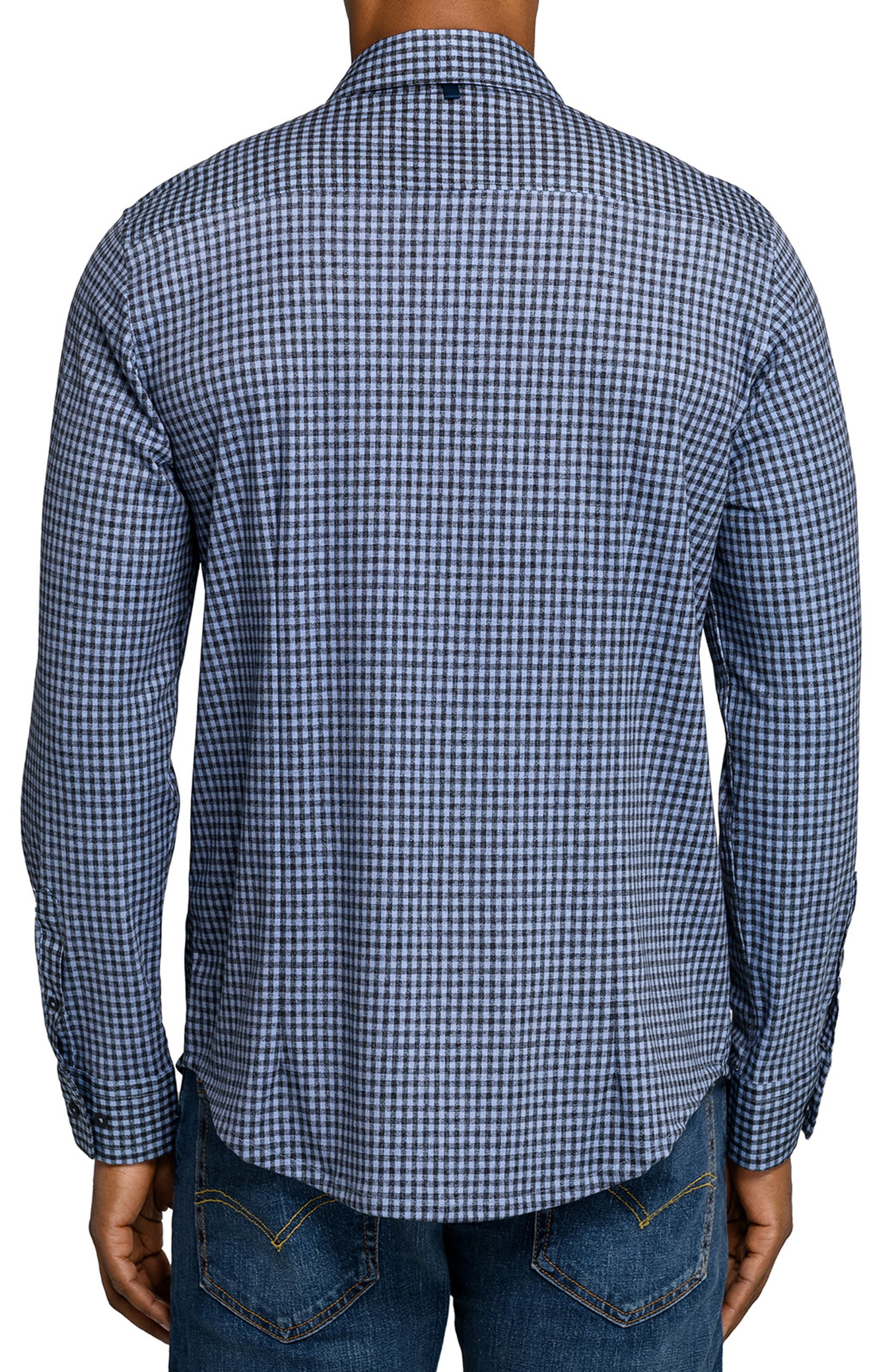 Reworked Slim Fit Navy Gingham Check Cotton Button-Up Shirt - image 2