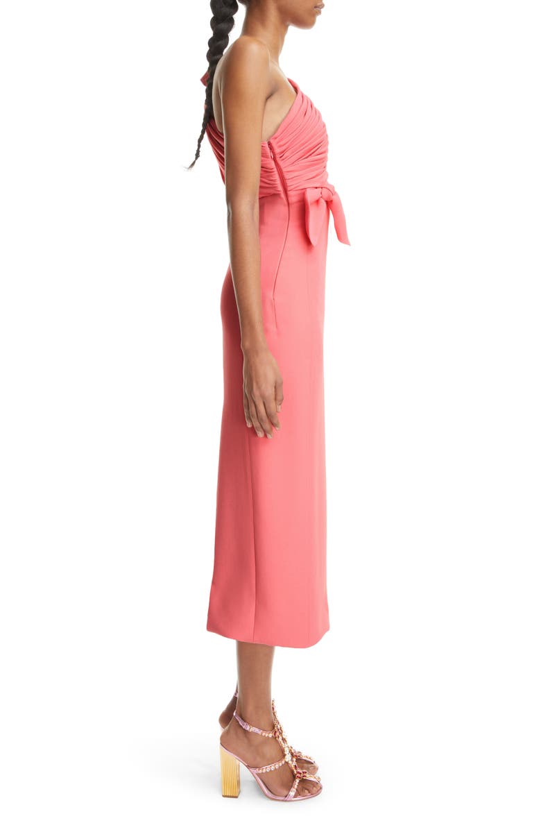 Giambattista Valli Ruched Bow Detail One-Shoulder Cutout Crepe Dress, Alternate, color, 