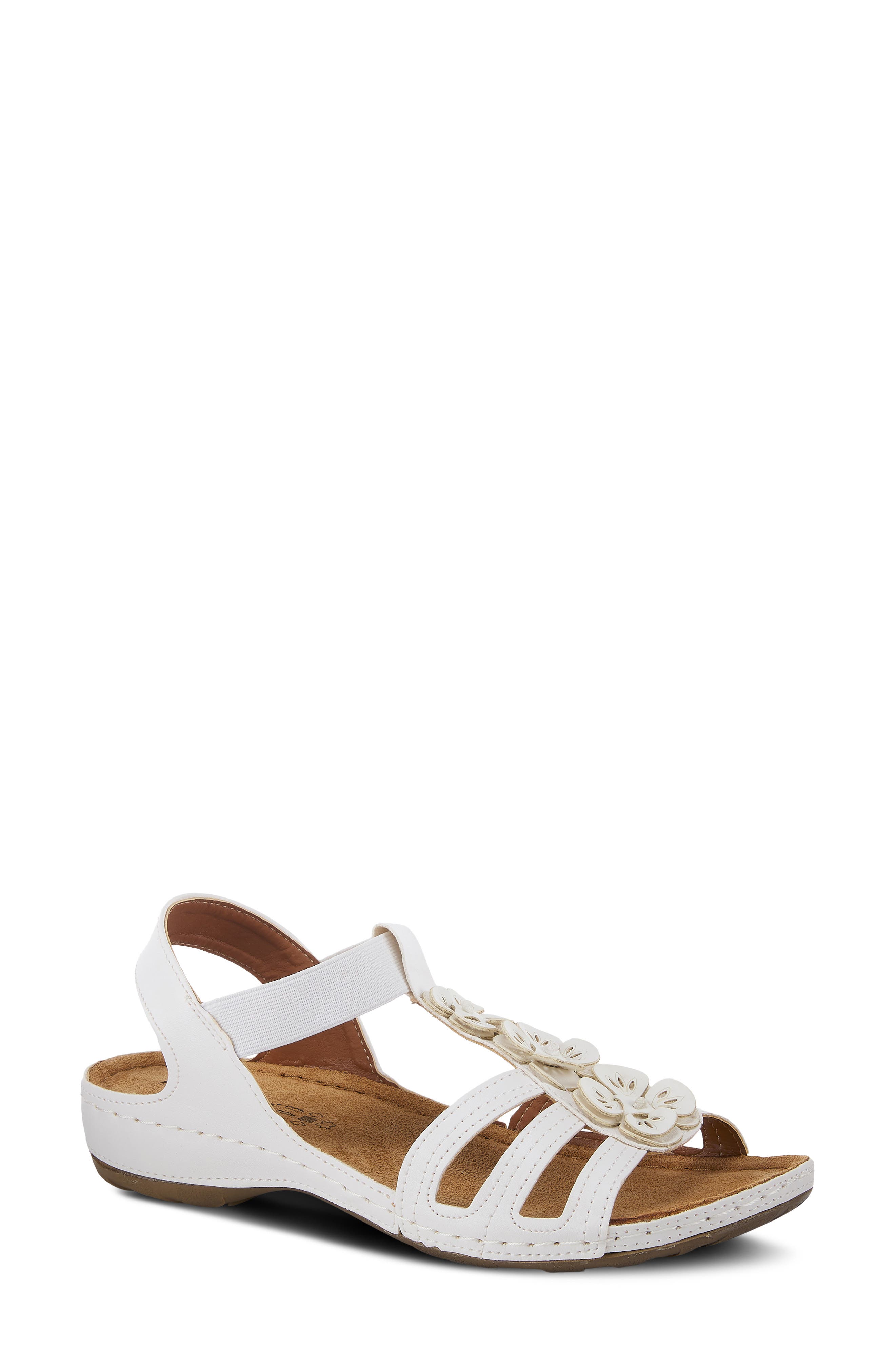 Flexus by Spring Step Adede Floral Sandal, Main, color, White Patent Leather
