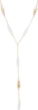 NORDSTROM RACK Stick Faux Pearl Station Lariat Necklace