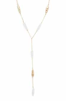 NORDSTROM RACK Stick Faux Pearl Station Lariat Necklace