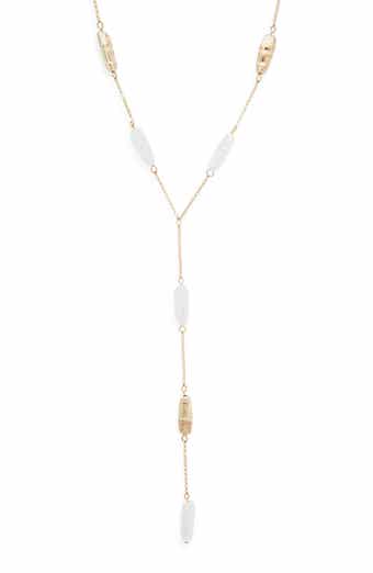 NORDSTROM RACK Stick Faux Pearl Station Lariat Necklace