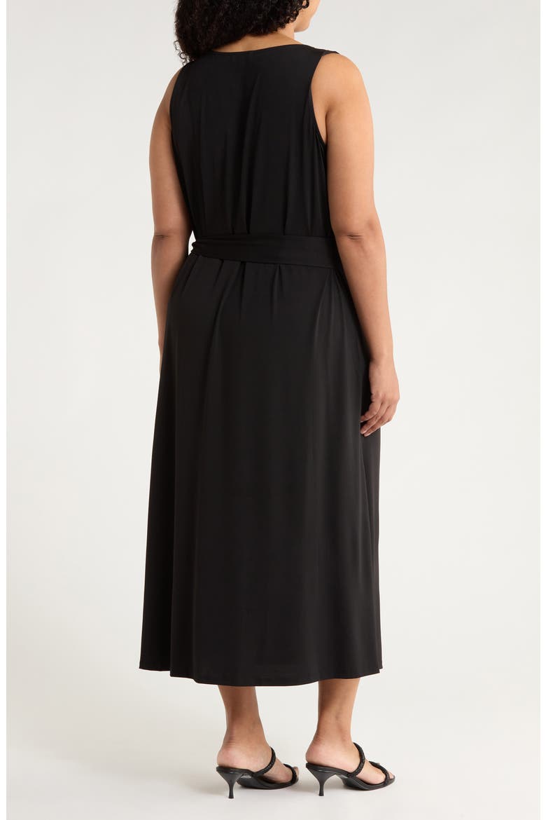 Amary Tie Waist Knit Midi Dress, Alternate, color, BLACK