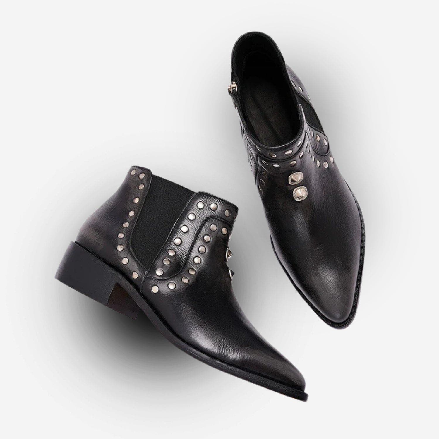 Take It or Leave It Studded Leather Chelsea Boot, Alternate, color, Black