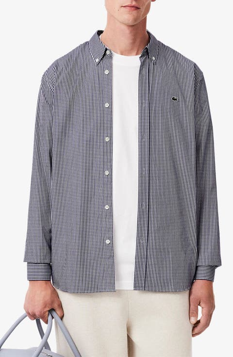 Checker Cotton Pinpoint Button-Down Shirt