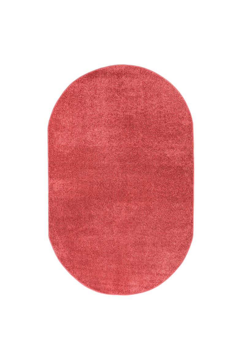 Haze Solid Low-Pile Oval Area Rug, Alternate, color, Crimson/Red