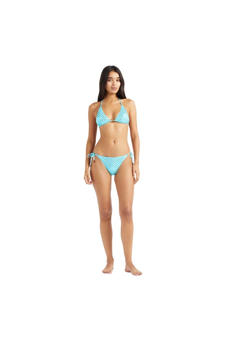 Side Tie Bikini Bottom Relief Sparkling, Alternate, color, Disco Green