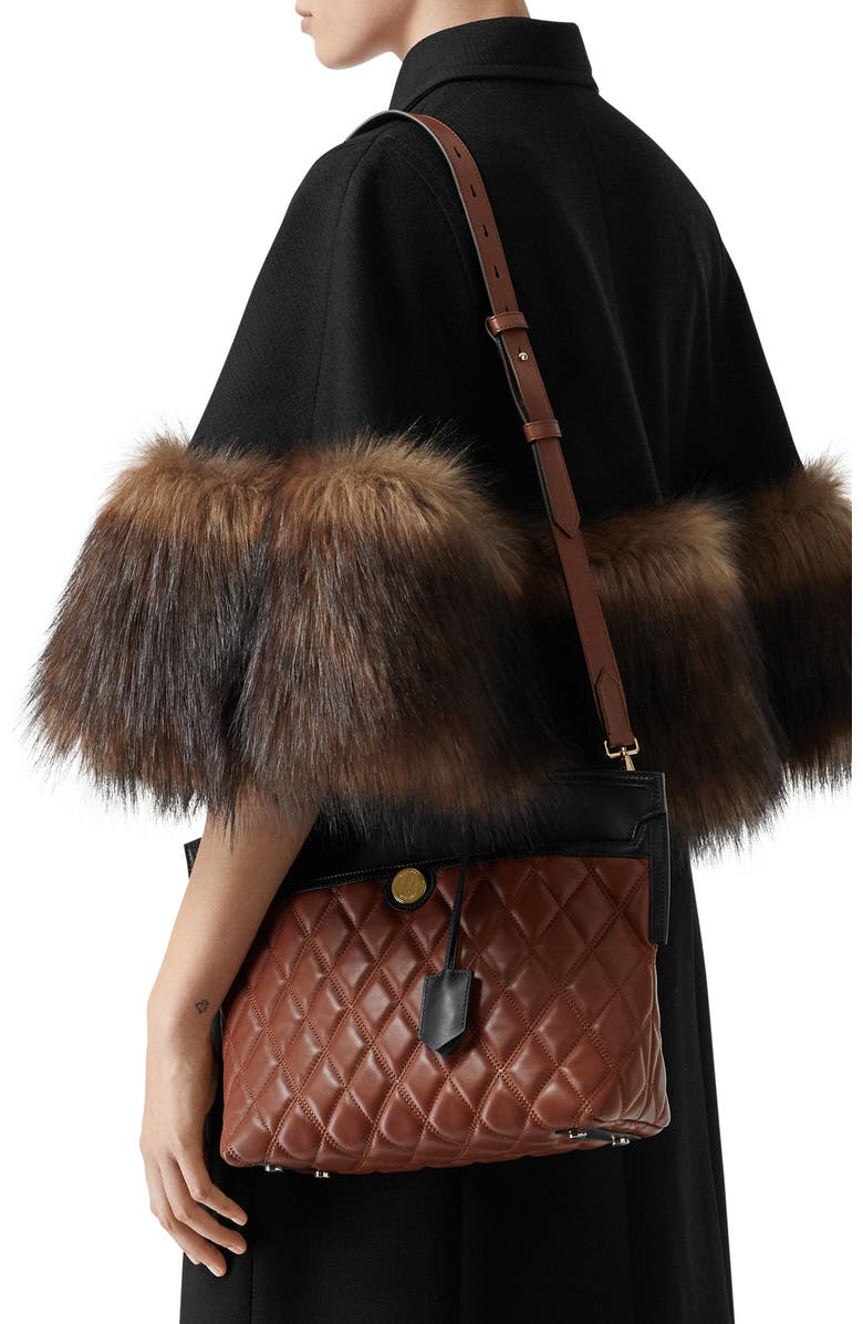 Burberry Small Society Quilted Leather Top Handle Tote, Alternate, color,