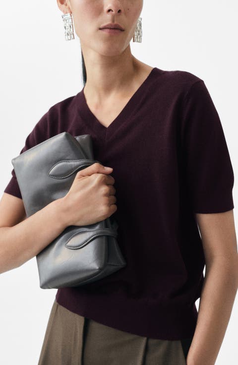 Selection V-Neck Short Sleeve Wool Sweater