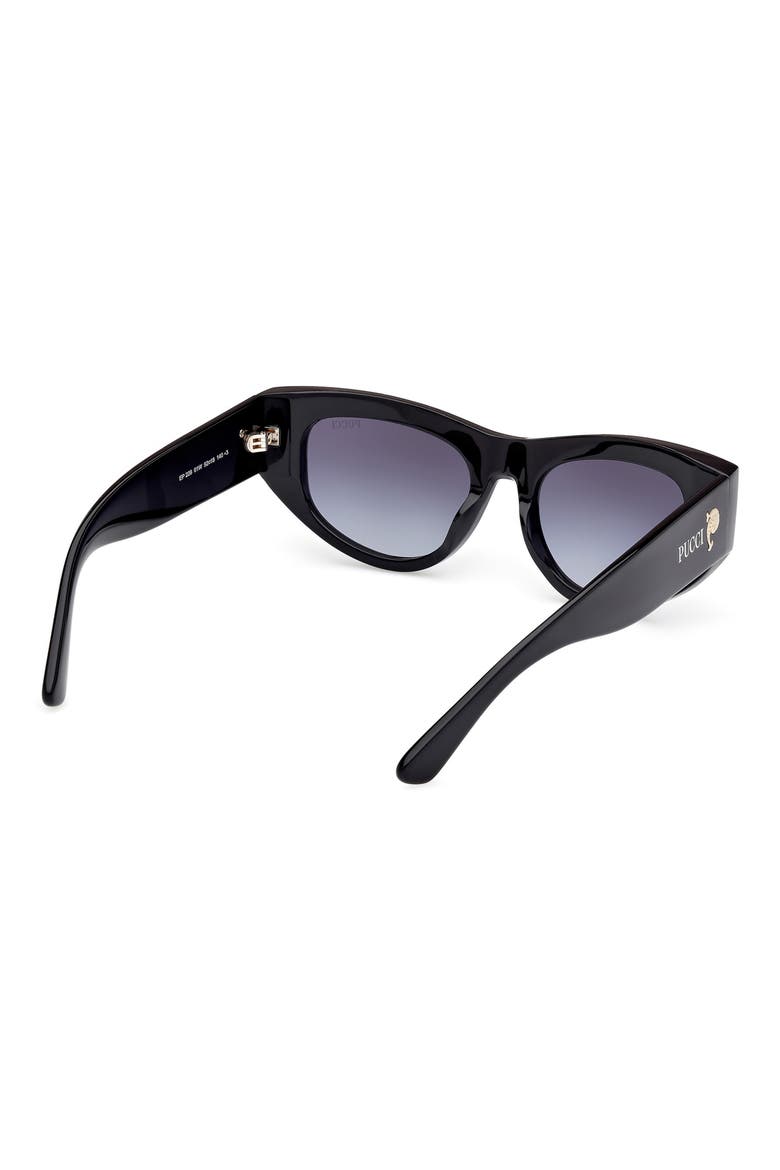 54mm Geometric Sunglasses, Alternate, color, SHINY BLACK / GRAD BLUE LENSES