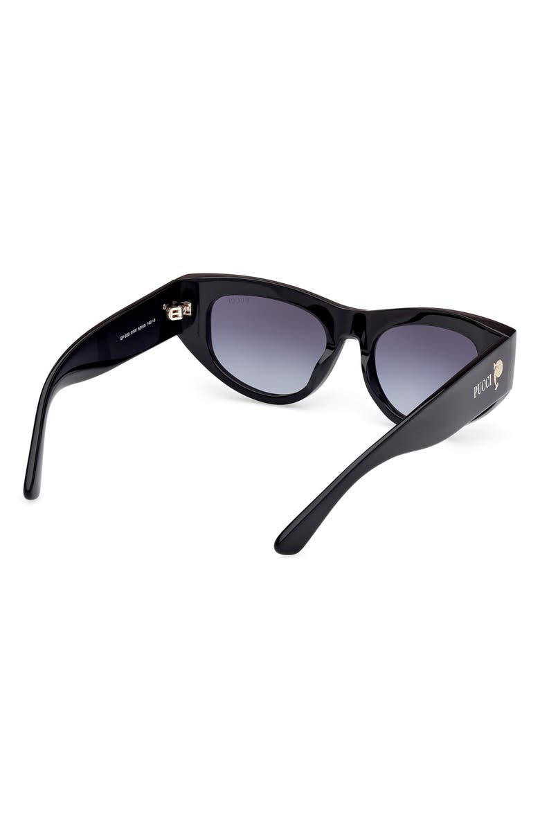 Emilio Pucci 54mm Geometric Sunglasses, Alternate, color, Shiny Black / Grad Blue Lenses