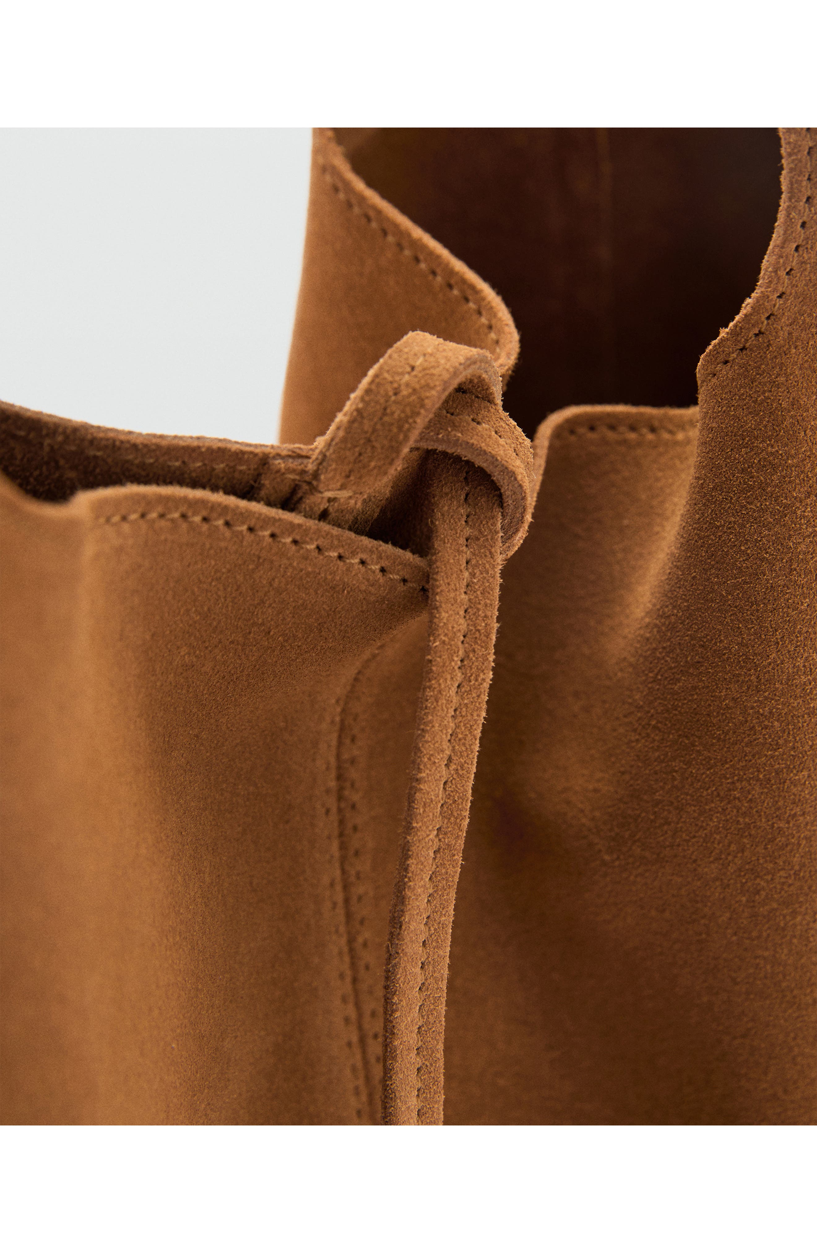 MANGO Suede Shopper Tote, Alternate, color, Brown Leather