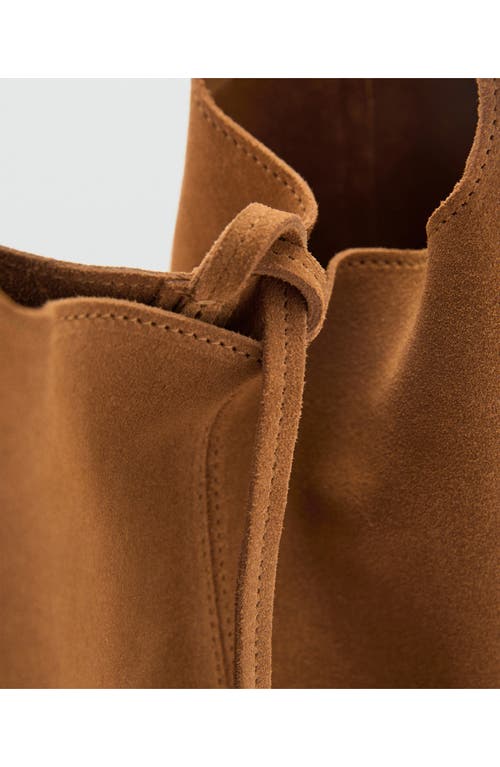 Mango Suede Shopper Tote In Brown
