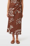 Scotch & Soda Print Stretch Linen Blend Midi Wrap Skirt