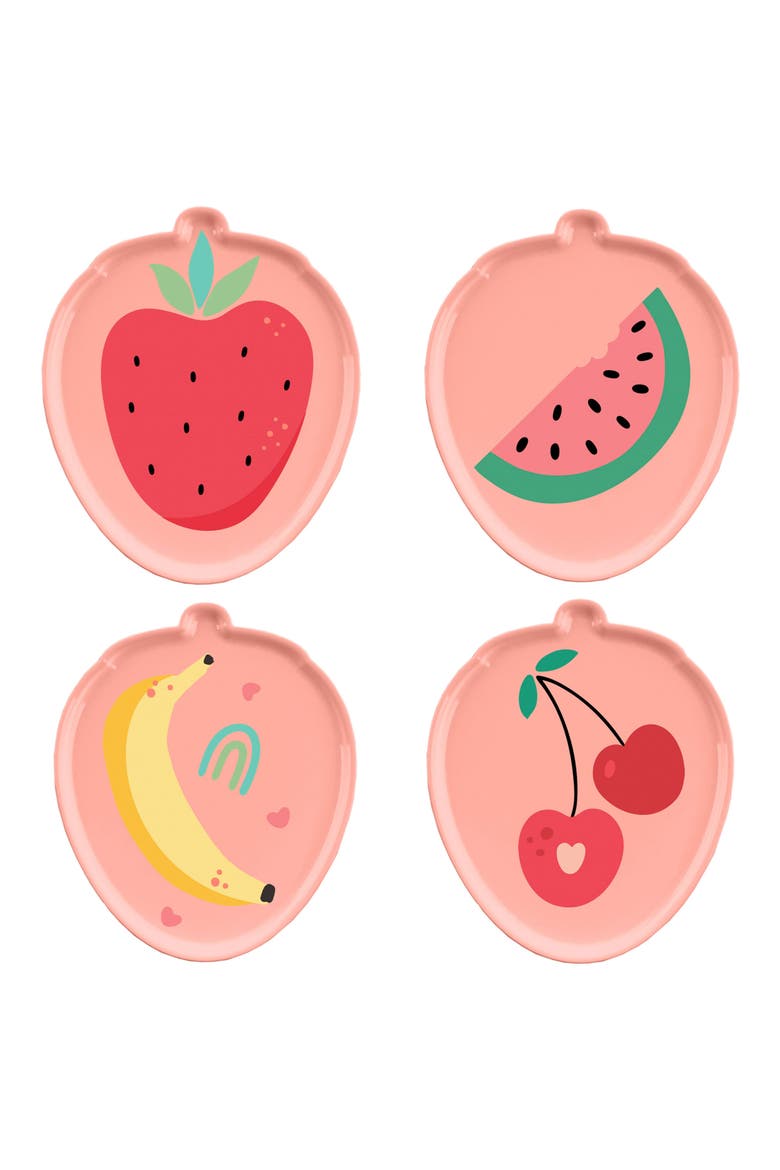 Kids' 4-Pack Fruit Plates, Main, color, CORAL
