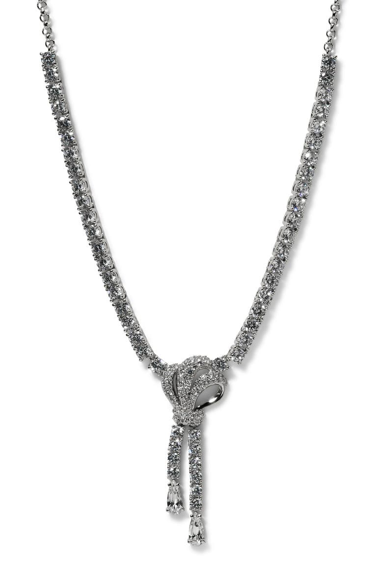 Eros Knot Y-Necklace, Main, color, RHODIUM