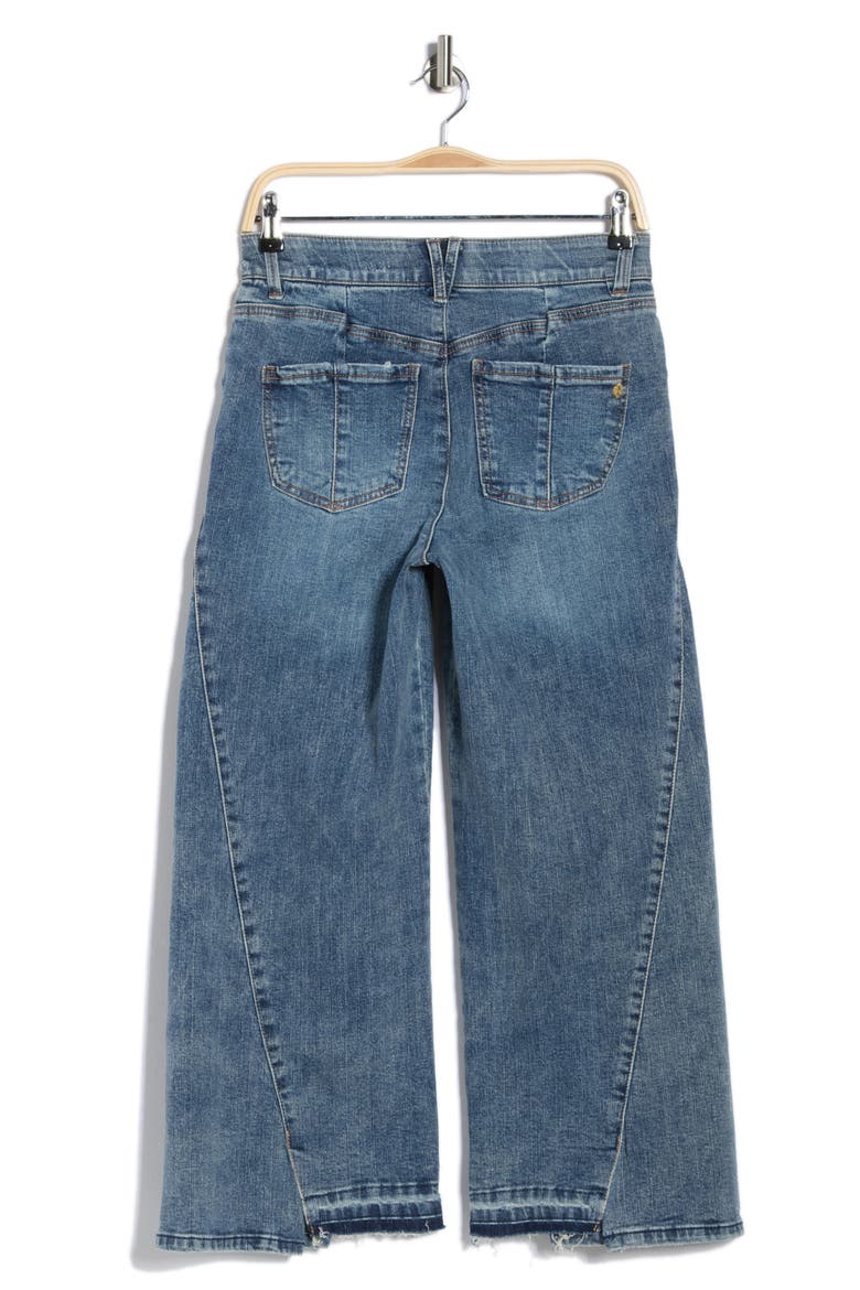 Relaxed Raw Hem Barrel Leg Jeans, Alternate, color, MID BLUE ARTISANAL