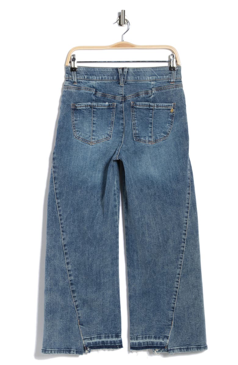 Democracy Relaxed Raw Hem Barrel Leg Jeans, Alternate, color, Mid Blue Artisanal