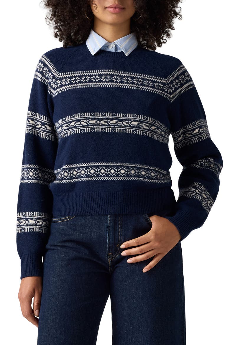 Jolie Fair Isle Crewneck Sweater, Main, color, CORALIE FAIRISLE NAVY BLAZER