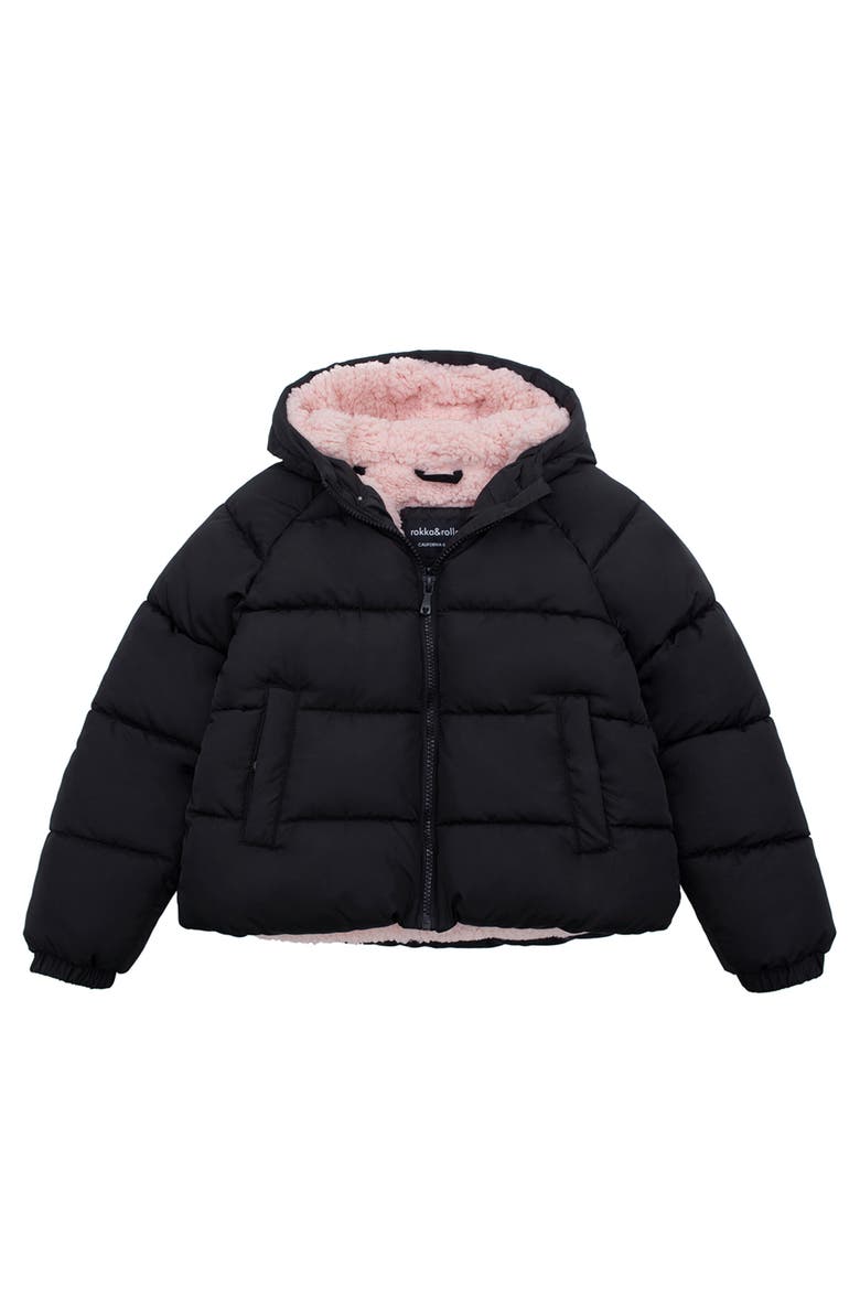 Kids' Fleece Lined Bubble Coat, Alternate, color, Rich Black
