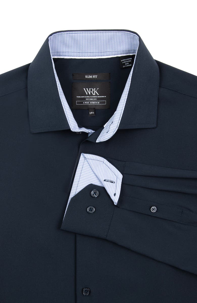 W.R.K Slim Fit Stretch Performance Dress Shirt, Alternate, color, Navy