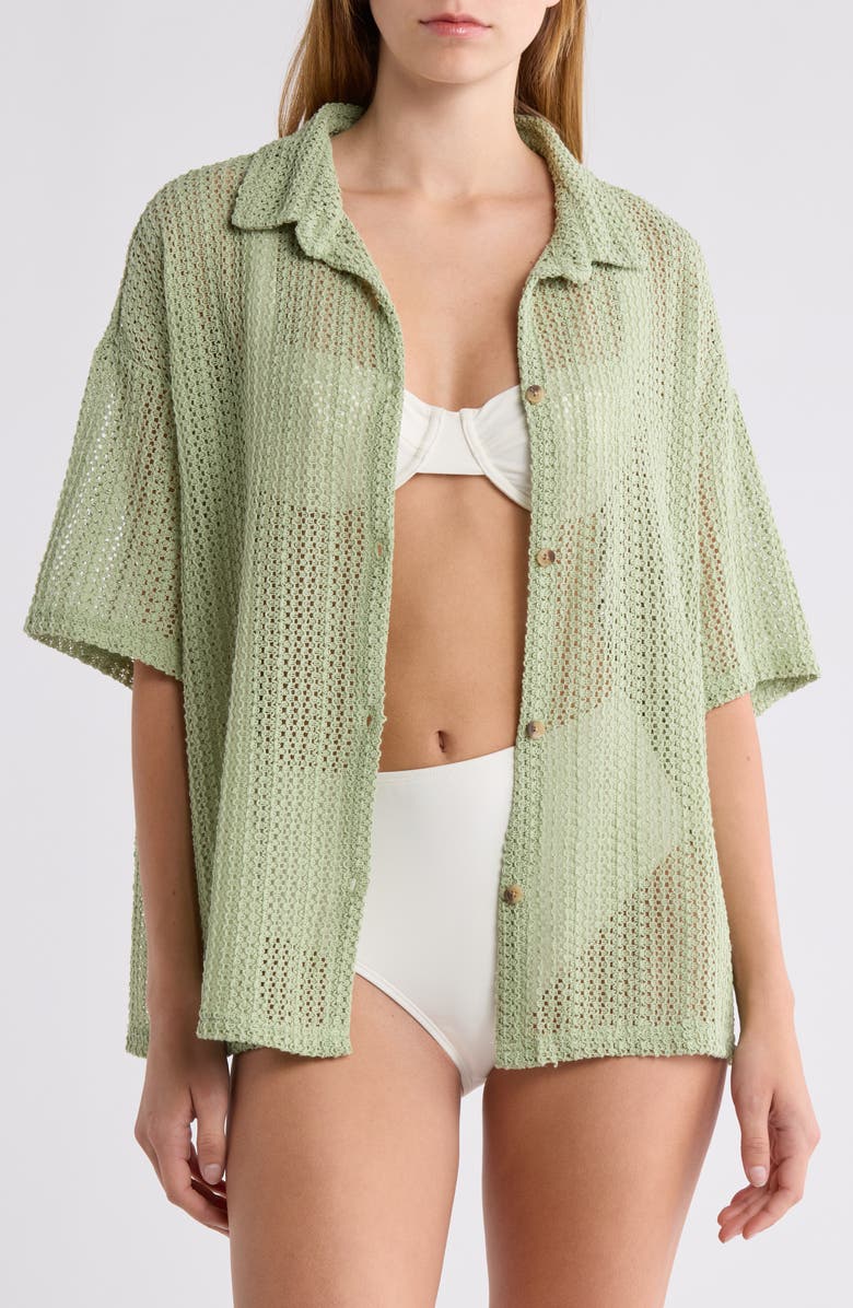 Billabong Largo Open Stitch Cover-Up Shirt, Alternate, color, 