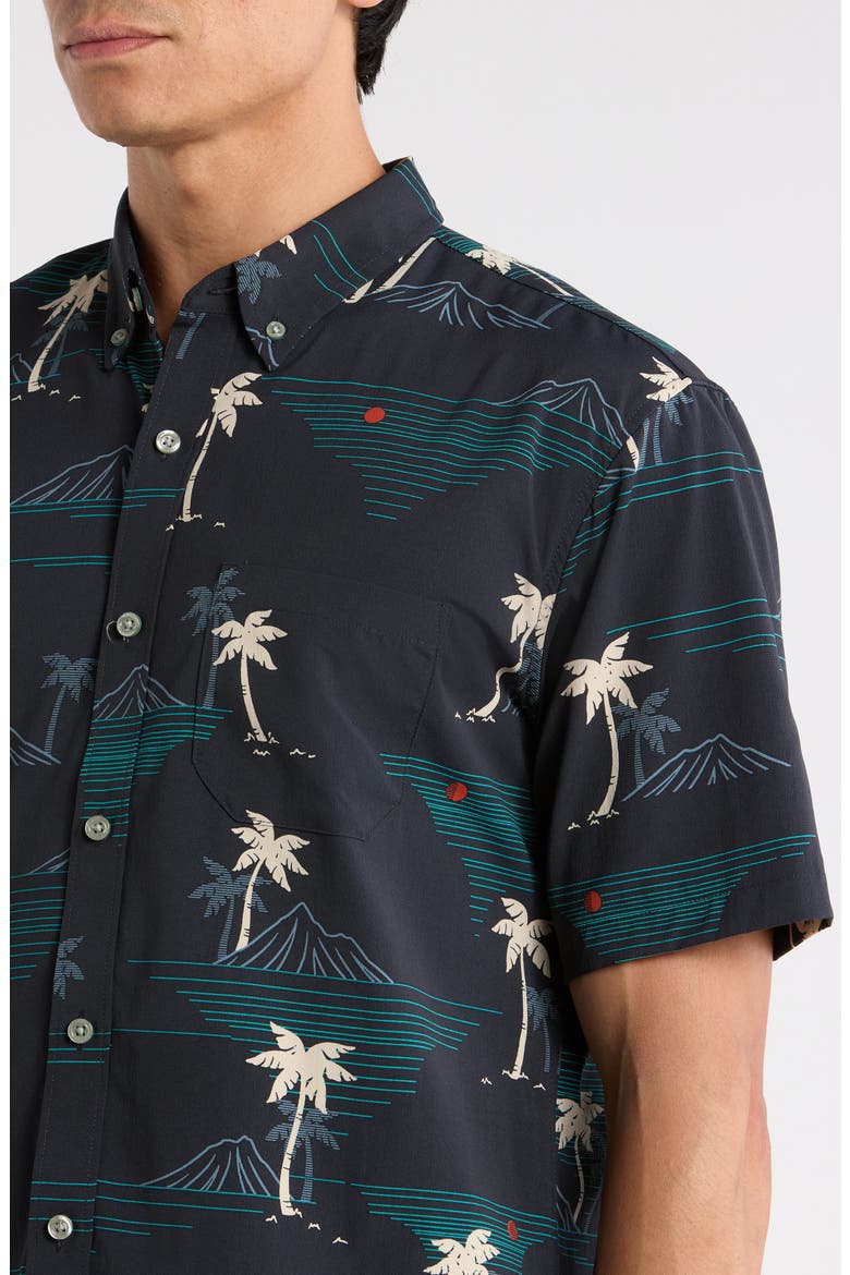 Oasis Short Sleeve Button-Down Shirt, Alternate, color, BLACK